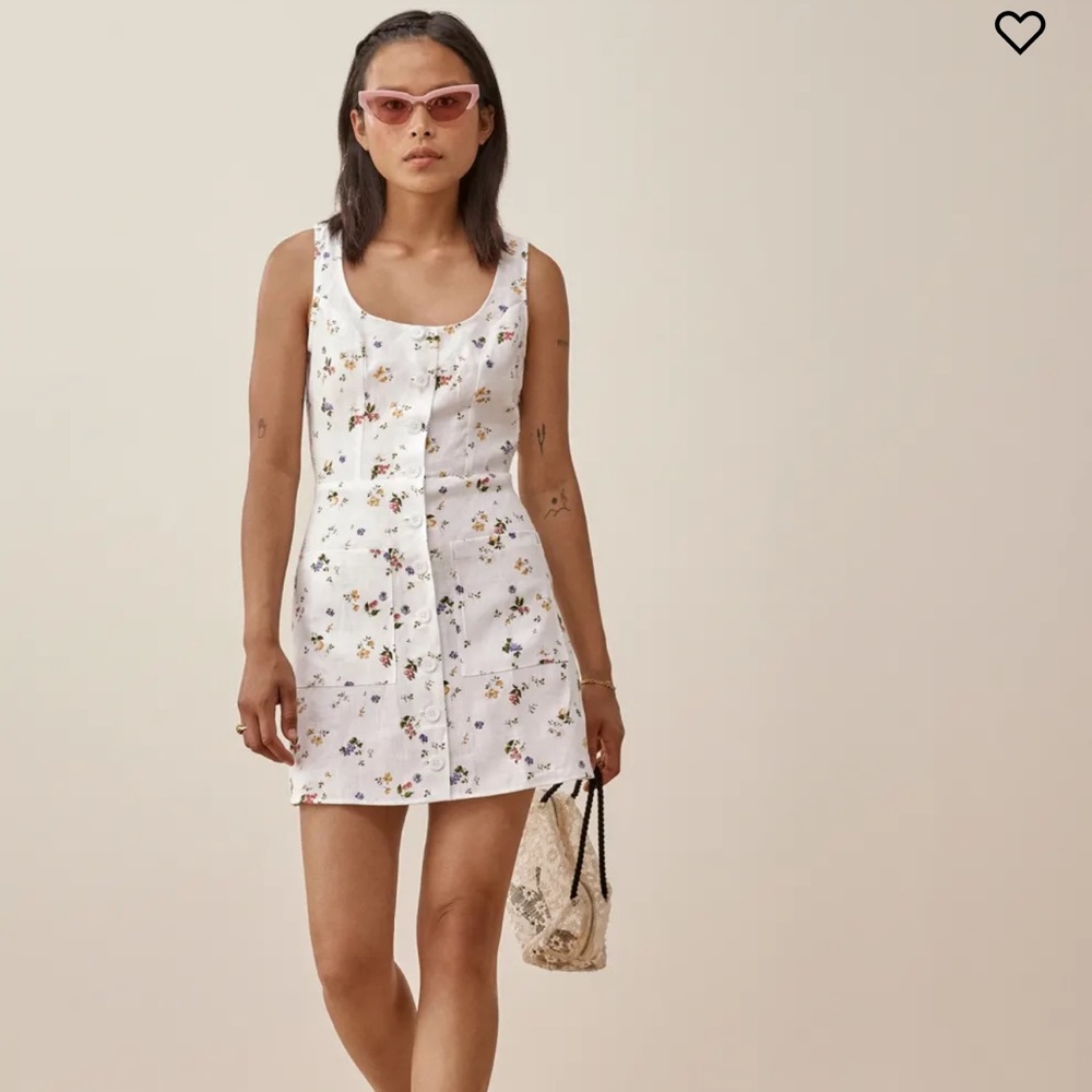 Reformation Jill Linen Dress in Orchard size 2